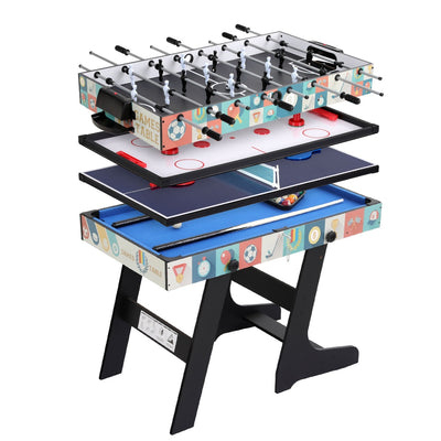 4-in-1 Soccer Table Foldable Game Foosball Table Tennis Pool Hockey