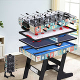 4-in-1 Soccer Table Foldable Game Foosball Table Tennis Pool Hockey - Close-Up Angle