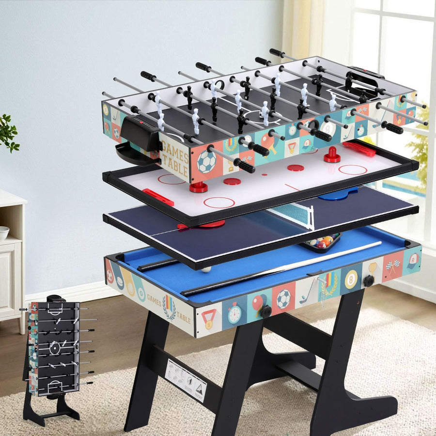 4-in-1 Soccer Table Foldable Game Foosball Table Tennis Pool Hockey