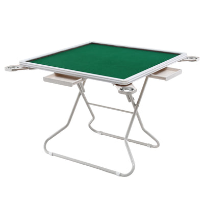 Folding Mahjong Table for Home with 4 Drawers and Cup Holders Green