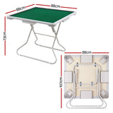 Folding Mahjong Table for Home with 4 Drawers and Cup Holders Green - Front View