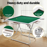 Folding Mahjong Table for Home with 4 Drawers and Cup Holders Green - Top-Down View