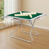 Folding Mahjong Table for Home with 4 Drawers and Cup Holders Green - Close-Up Angle