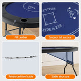 8 Player 1.8m Folding Poker Table and 300pcs Chips Set Portable Card Game Blue Layout Blue - Rear View