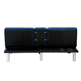 Oikiture Sofa Bed 3 Seater with Cup Holder Velvet Blue
