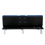 Oikiture Sofa Bed 3 Seater with Cup Holder Velvet Blue - Top-Down View