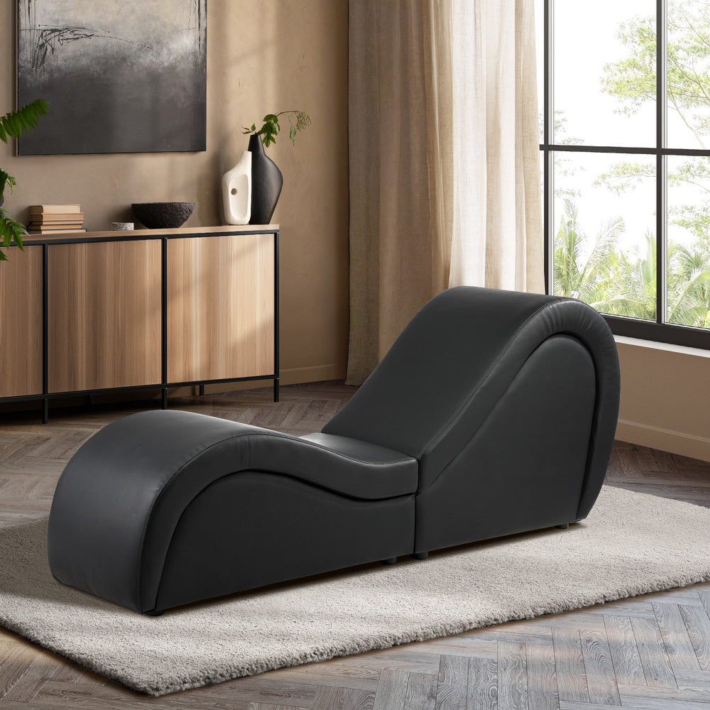 Oikiture Tantra Sofa Love Seat Chaise Lounge Couples Yoga Bed Black