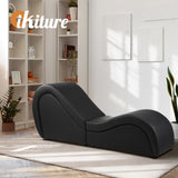 Oikiture Tantra Sofa Love Seat Chaise Lounge Couples Yoga Bed Black - 45-Degree Angle