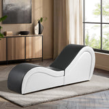 Oikiture Tantra Sofa Love Seat Chaise Lounge Couples Yoga Bed BK&WH - Close-Up Angle