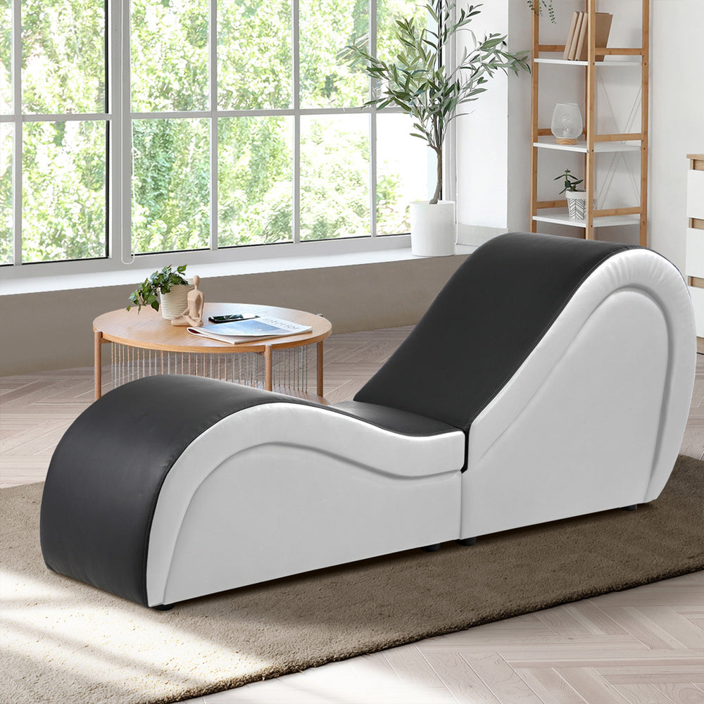 Oikiture Tantra Sofa Love Seat Chaise Lounge Couples Yoga Bed BK&WH