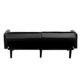 Oikiture Sofa Bed Futon Convertible Leather 3-Seater Black - Top-Down View