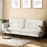 Oikiture 3-Seater Sofa Bed Convertible Boucle Sherpa Lounge Couch White - Front View