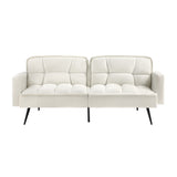 Oikiture 3-Seater Sofa Bed Convertible Boucle Sherpa Lounge Couch White - Extra Image