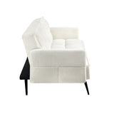 Oikiture 3-Seater Sofa Bed Convertible Boucle Sherpa Lounge Couch White - Low Angle