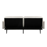 Oikiture 3-Seater Sofa Bed Convertible Boucle Sherpa Lounge Couch White - Side View