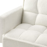 Oikiture 3-Seater Sofa Bed Convertible Boucle Sherpa Lounge Couch White - 45-Degree Angle