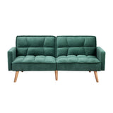 Oikiture Sofa Bed Velvet 3-Seater Green