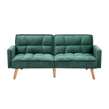Oikiture Sofa Bed Velvet 3-Seater Green - Low Angle