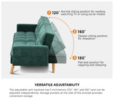 Oikiture Sofa Bed Velvet 3-Seater Green - Top-Down View