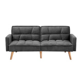 Oikiture Sofa Bed Convertible Velvet 3-Seater Grey