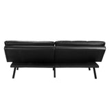 Oikiture Sofa Bed Futon Lounge Couch Convertible Leather 3-Seater Black - Close-Up Angle