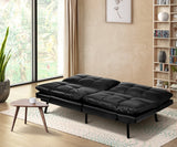 Oikiture Sofa Bed Futon Lounge Couch Convertible Leather 3-Seater Black - Top-Down View