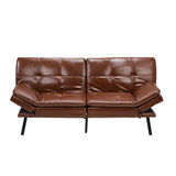 Oikiture Sofa Bed 3-Seater Convertible Leather Brown