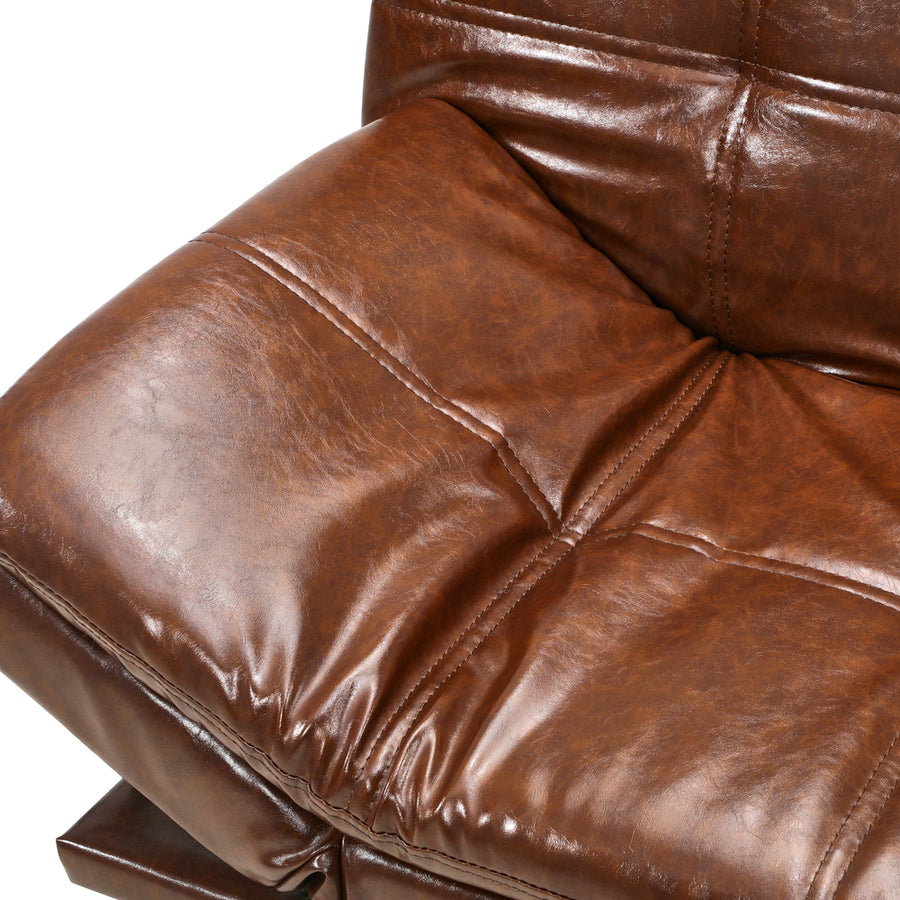 Oikiture Sofa Bed 3-Seater Convertible Leather Brown, image 8