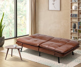 Oikiture Sofa Bed 3-Seater Convertible Leather Brown - Rear View