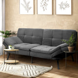 Oikiture Sofa Bed Futon Lounge Couch Convertible Polyester 3-Seater Grey - Side View