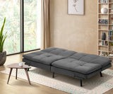 Oikiture Sofa Bed Futon Lounge Couch Convertible Polyester 3-Seater Grey