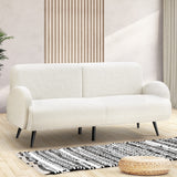 Oikiture Sherpa Sofa Luxury 3 Seater Fleece White - Rear View