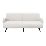 Oikiture Sherpa Sofa Luxury 3 Seater Fleece White - Side View