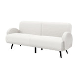 Oikiture Sherpa Sofa Luxury 3 Seater Fleece White - Top-Down View