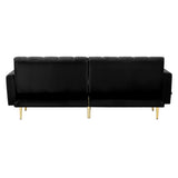 Oikiture 3-Seater Sofa Bed Velvet Black