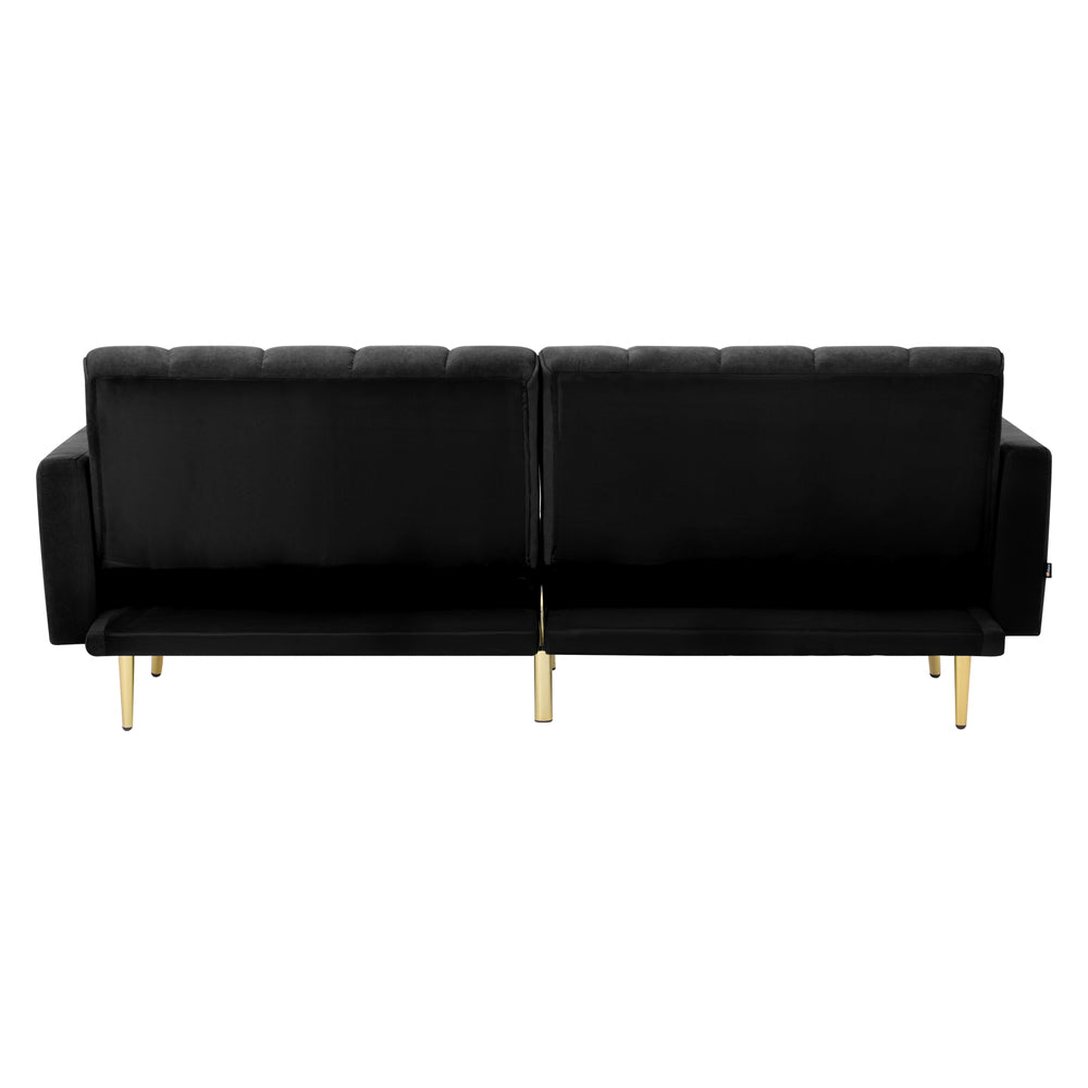 Oikiture 3-Seater Sofa Bed Velvet Black