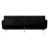 Oikiture 3-Seater Sofa Bed Velvet Black - Low Angle
