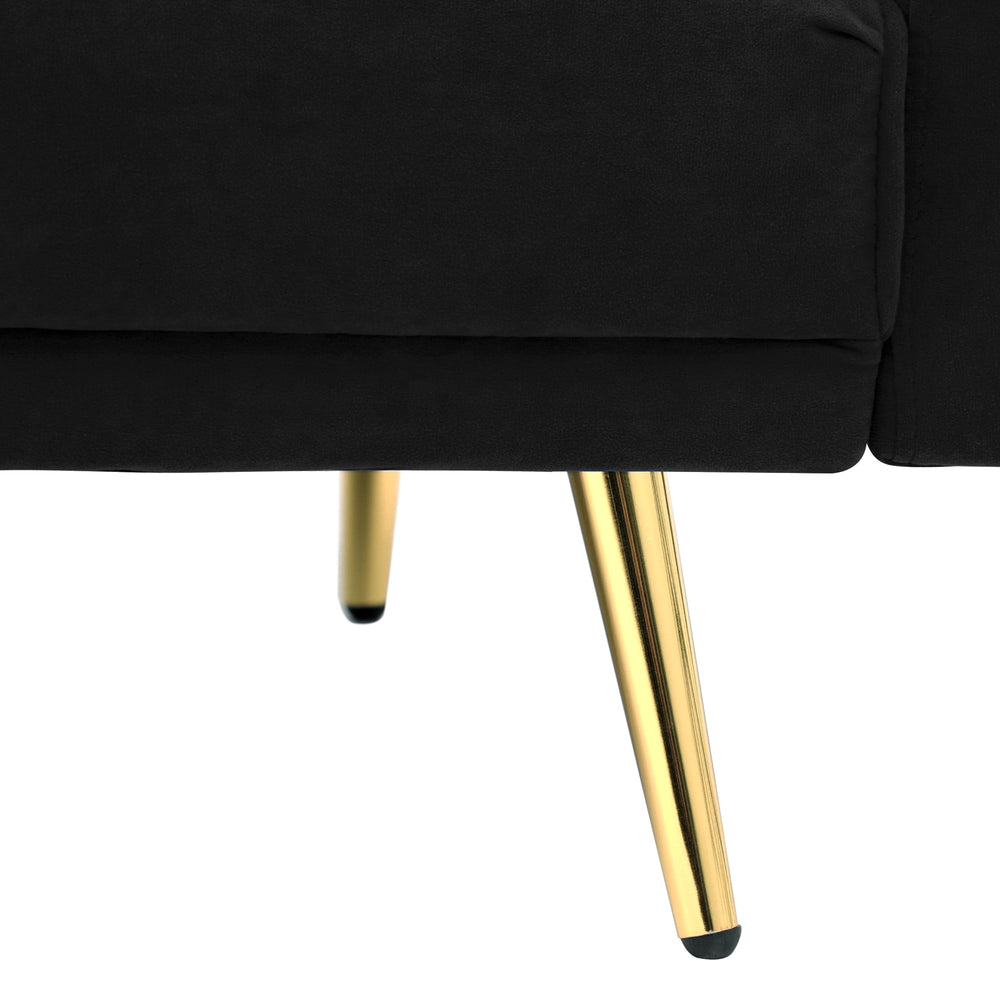Oikiture 3-Seater Sofa Bed Velvet Black