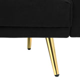 Oikiture 3-Seater Sofa Bed Velvet Black - Rear View
