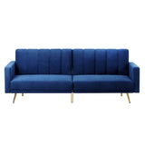 Oikiture 3 Seater Sofa Bed Velvet Blue