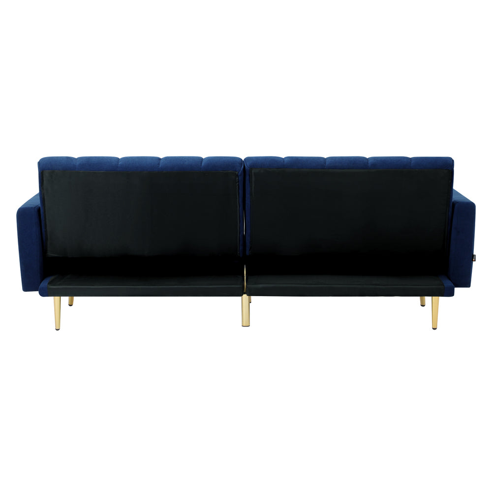 Oikiture 3 Seater Sofa Bed Velvet Blue
