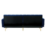 Oikiture 3 Seater Sofa Bed Velvet Blue, image 2