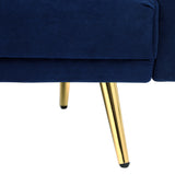 Oikiture 3 Seater Sofa Bed Velvet Blue - Side View