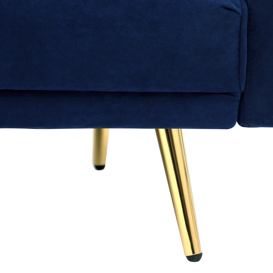 Oikiture 3 Seater Sofa Bed Velvet Blue, image 3
