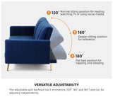 Oikiture 3 Seater Sofa Bed Velvet Blue