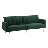 Oikiture 3 Seater Sofa Bed Convertible Velvet Green - Low Angle