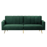 Oikiture 3 Seater Sofa Bed Convertible Velvet Green - Front View