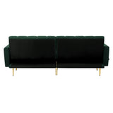 Oikiture 3 Seater Sofa Bed Convertible Velvet Green - 45-Degree Angle