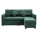 Oikiture 3 Seater Sofa Lounge Set Modular Couch Drawers&Ottoman Velvet Green - Side View