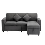 Oikiture 3 Seater Sofa Modular Couch Drawers Ottoman Velvet